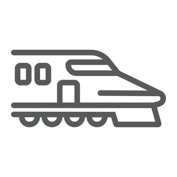 日本火车线图标，亚洲和铁路，子弹头列车标志，矢量图形，白色背景上的线性图案. — 图库矢量图片