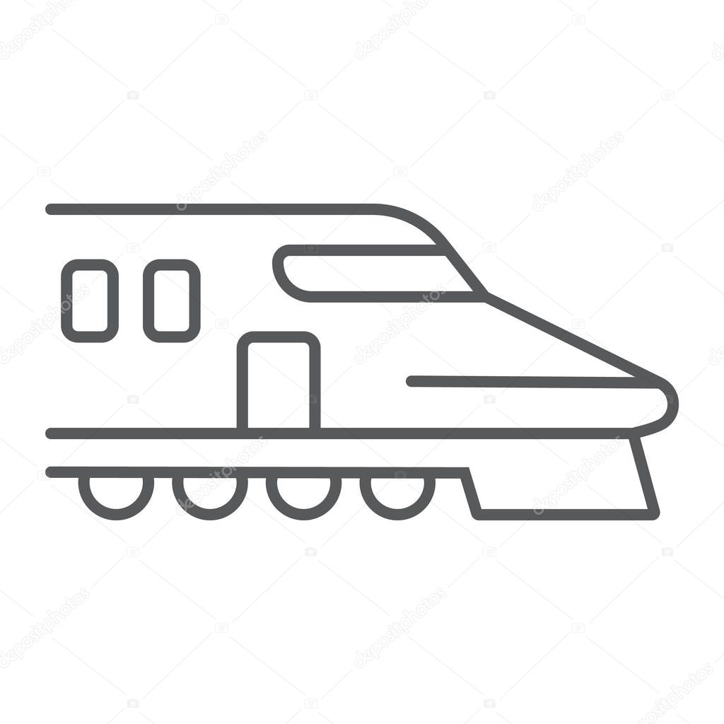 Japanese train thin line icon, asian and railroad, bullet train sign, vector graphics, a linear pattern on a white background, eps 10.