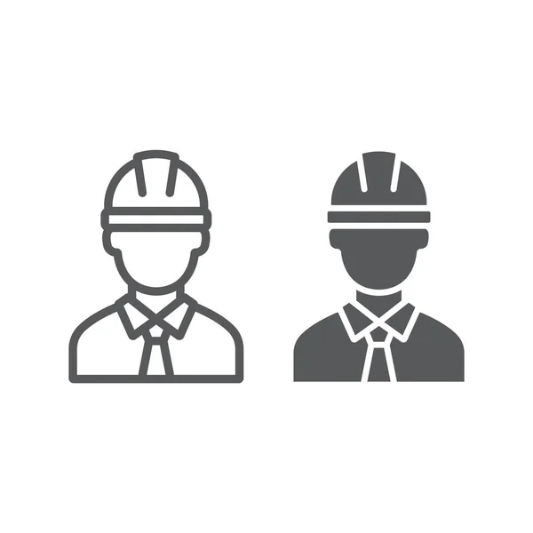 Oilman line and glyph icon, industy and man, worker sign, vector graphics, a linear pattern on a white background. — Stock Vector