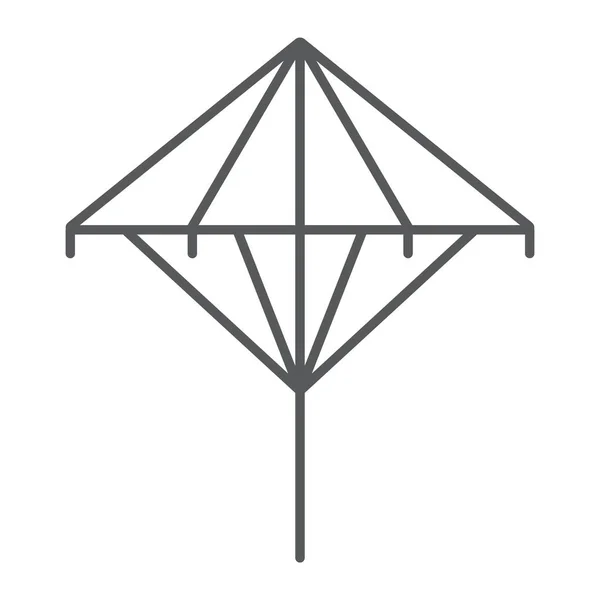 Wagasa icono de línea delgada, asiático y accesorios, signo paraguas japonés, gráficos vectoriales, un patrón lineal sobre un fondo blanco . — Vector de stock