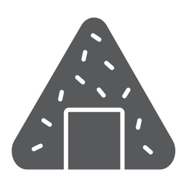 Onigiri glyph simgesi, asya ve gıda, Japon yemek işareti, vektör grafikler, beyaz bir arka plan üzerinde sağlam bir desen.