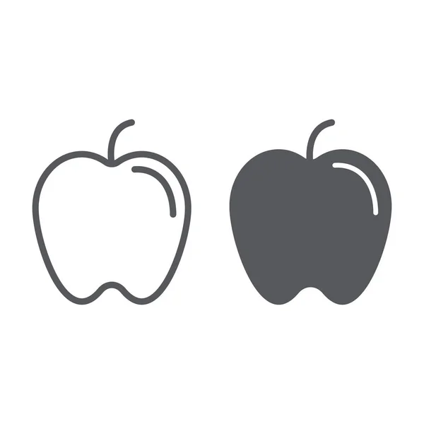 Icono de línea y glifo de manzana, alimentos y vitaminas, signo de fruta, gráficos vectoriales, un patrón lineal sobre un fondo blanco . — Vector de stock