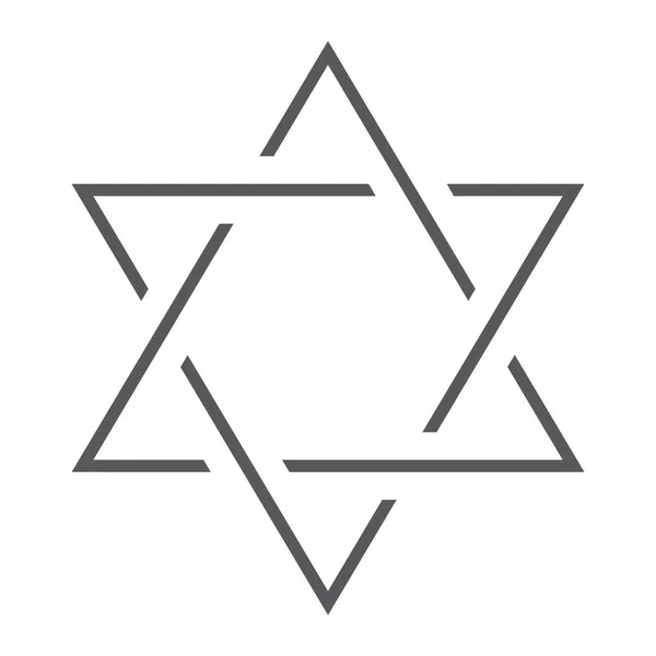 Зірка Давида тонка лінія значок, Ізраїль та євреї, шестигранник знак, векторна графіка, лінійний візерунок на білому тлі . — стоковий вектор