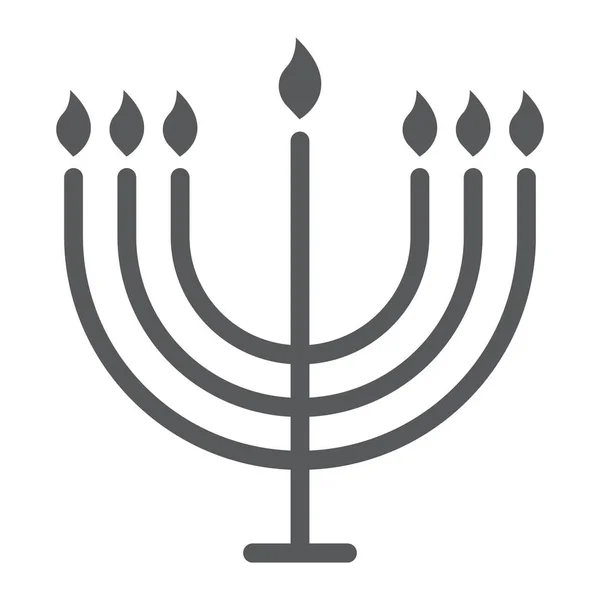 Ícone de linha grande menorah, hanukkah e religião, sinal de vela, gráficos vetoriais, um padrão linear em um fundo branco . — Vetor de Stock