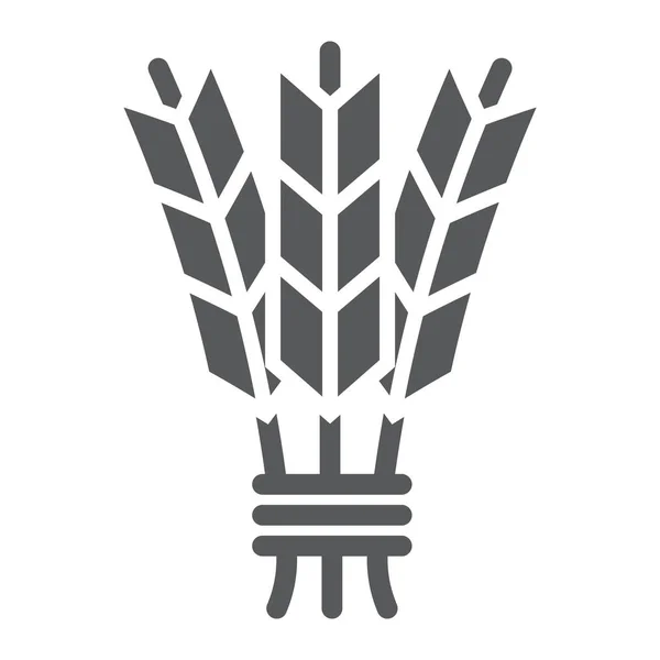 Ikona symbolu jęczmienia, żniwa i żyta, znak pszenicy, grafika wektorowa, solidny wzór na białym tle. — Wektor stockowy