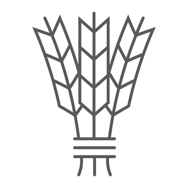 Icône de ligne mince d'orge, récolte et seigle, signe de blé, graphiques vectoriels, un motif linéaire sur un fond blanc . — Image vectorielle
