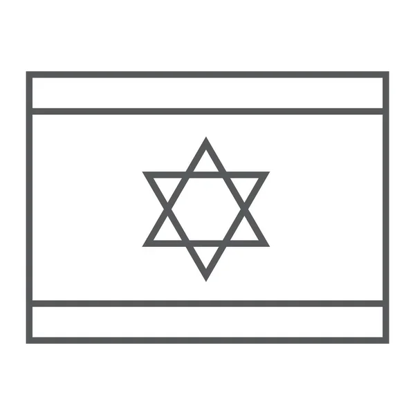 Israel flagga tunna linje ikon, nationella och land, israelisk flagga underteckna, vektorgrafik, ett linjärt mönster på en vit bakgrund. — Stock vektor