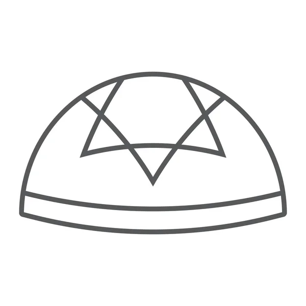 Kippah 얇은 선 아이콘, 국가 및 모자, 히브리베일 기호, 벡터 그래픽, 흰색 배경의 선형 패턴. — 스톡 벡터