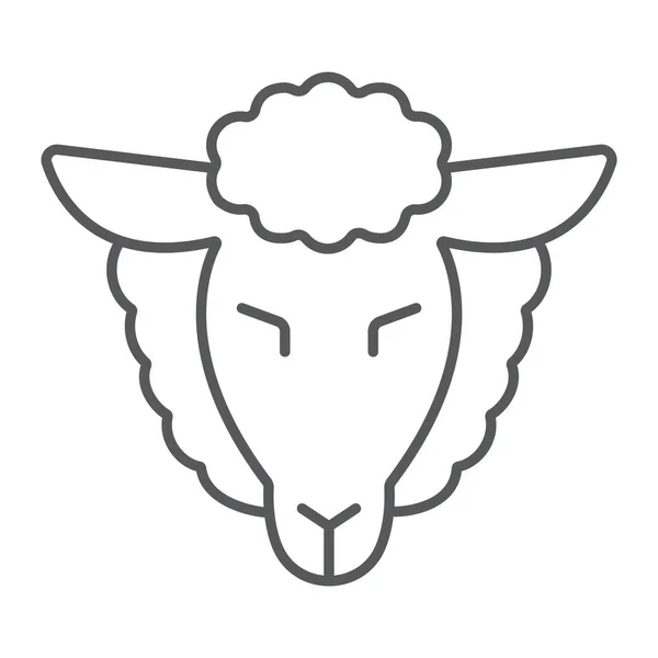 Lam Gods dunne lijn icoon, Joodse en dierlijke, schapen teken, vector graphics, een lineair patroon op een witte achtergrond. — Stockvector