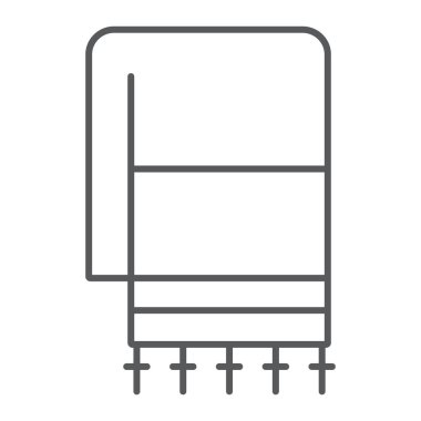 Yahudi Tallit ince çizgi simgesi, din ve İsrail, Yahudi Tallit işareti, vektör grafikleri, beyaz bir arka planda doğrusal bir desen.