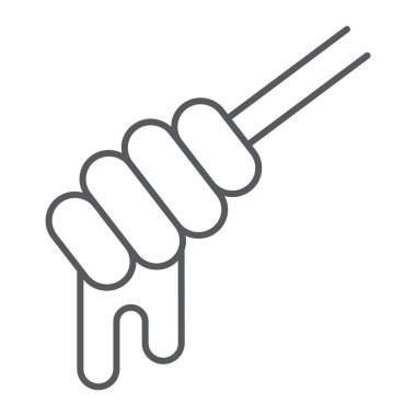 Bal ince çizgi simgesi, gıda ve tatlı, damlama bal işareti, vektör grafikleri, beyaz bir arka planda doğrusal bir desen.