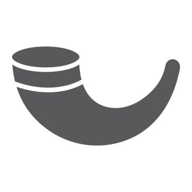 Shofar glif simgesi, din ve İsrail, Yahudi boynuz işareti, vektör grafikleri, beyaz bir arka planda sağlam bir desen.