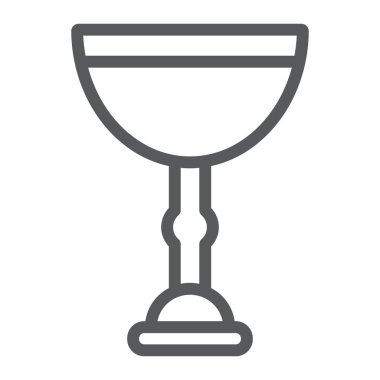 Yahudi kadeh hattı simgesi, fincan ve Yahudilik, Kiddush şarap fincan işareti, vektör grafik, beyaz bir arka planda doğrusal bir desen.