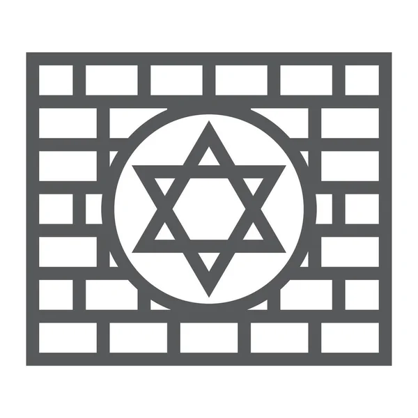 Kotel lijn icoon, religie en jodendom, Joodse muur teken, vector graphics, een lineair patroon op een witte achtergrond. — Stockvector