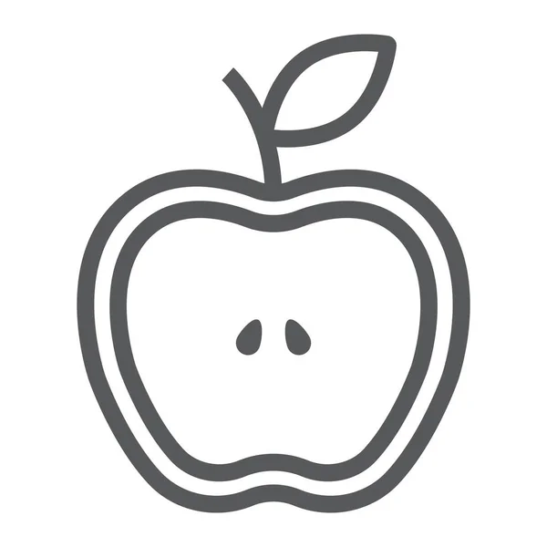 Icono de línea de media manzana, comida y fruta, signo de manzana fresca, gráficos vectoriales, un patrón lineal sobre un fondo blanco . — Vector de stock