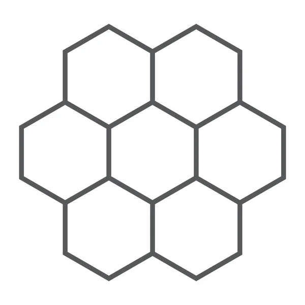 Voštinová ikona s tenkou čárou, jídlo a med, znak šestiúhelníku, vektorová grafika, lineární vzorek na bílém pozadí. — Stockový vektor
