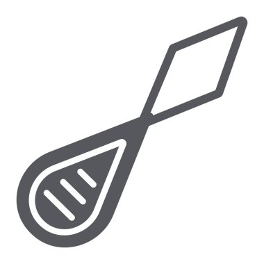 İğne pafta glif simgesi, terzisi ve dikmek, dikiş ekipmanları işareti, vektör grafikleri, beyaz bir arka planda sağlam bir desen.