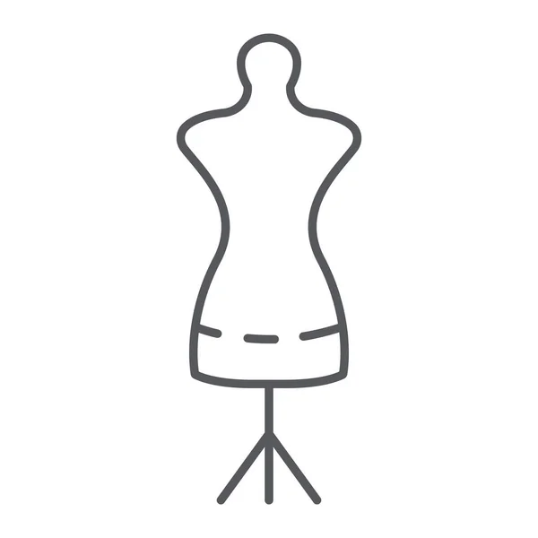 Tailleurs icône de ligne mince factice, couturière et tailleur, signe mannequin, graphiques vectoriels, un motif linéaire sur un fond blanc . — Image vectorielle