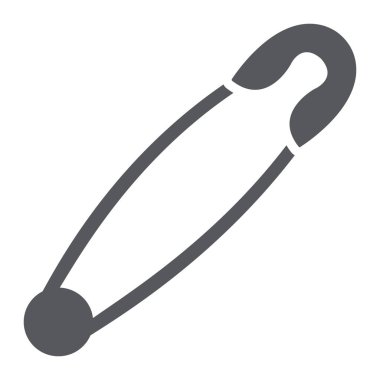 Emniyet pin glif simgesi, alet ve dikme, iğne işareti, vektör grafikleri, beyaz arka planda sağlam bir desen.