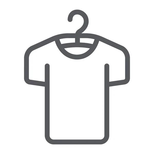 Kleidung auf Kleiderbügel Linie Symbol, Mode und Kleidung, T-Shirt auf Kleiderbügel Zeichen, Vektorgrafik, ein lineares Muster auf weißem Hintergrund. — Stockvektor