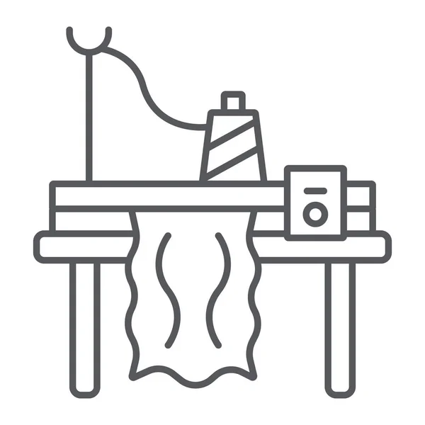 Machine à tricoter fine icône de ligne, broderie et couture, signe de machine à coudre, graphiques vectoriels, un motif linéaire sur un fond blanc . — Image vectorielle