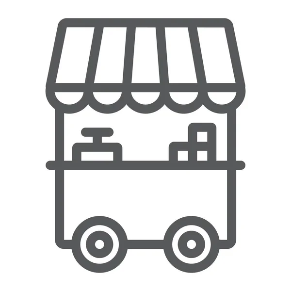 Icono de línea de puesto de comida, quiosco y soporte, letrero de comida callejera, gráficos vectoriales, un patrón lineal sobre un fondo blanco . — Vector de stock