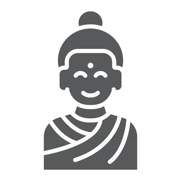 Εικονίδιο γλύφου Βούδα, διαλογισμός και Βουδισμό, σήμα διαλογισμού προσώπου, διανυσματικά γραφικά, ένα στερεό μοτίβο σε λευκό φόντο. — Διανυσματικό Αρχείο