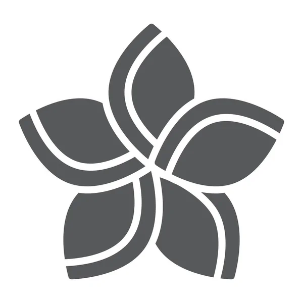 Plumeria Glyph Icon, blommig och blomma, Frangipani Sign, vektorgrafik, en solid mönster på en vit bakgrund. — Stock vektor