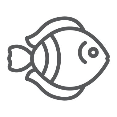 Tropikal balık hattı simgesi, Doğa ve hayvan, su hayvan işareti, vektör grafikleri, beyaz bir arka planda doğrusal bir desen.