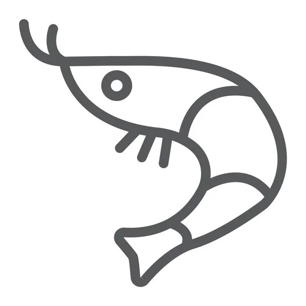Garnalen lijn icoon, dier en zee, Oceaan voedsel teken, vector graphics, een lineair patroon op een witte achtergrond. — Stockvector