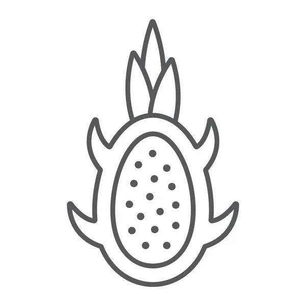Dragon frukt tunna linje ikon, frukter och tropiska, exotiska mat tecken, vektorgrafik, ett linjärt mönster på en vit bakgrund. — Stock vektor