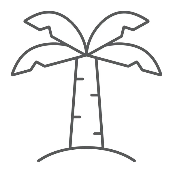 棕榈树细线图标，自然和植物，热带树标志，矢量图形，白色背景上的线性图案. — 图库矢量图片