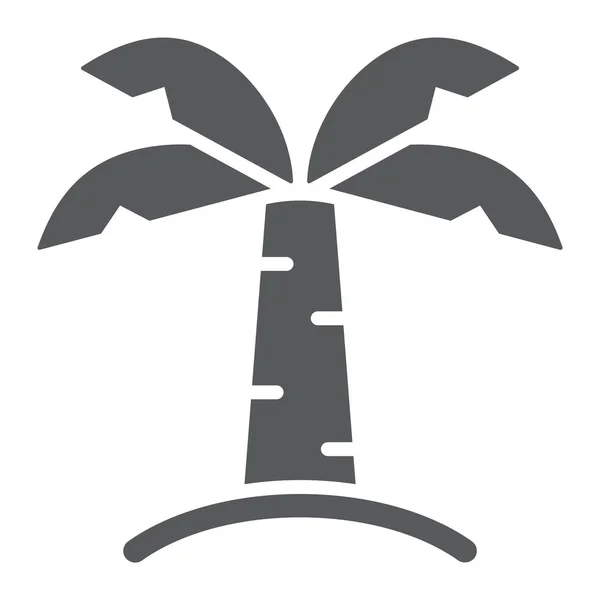 棕榈树字形图标，自然和植物，热带树标志，矢量图形，白色背景上的实心图案. — 图库矢量图片