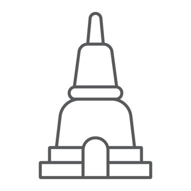 Tay pagoda ince çizgi simgesi, asya ve mimari, asya bina işareti, vektör grafikleri, beyaz bir arka plan üzerinde doğrusal desen.
