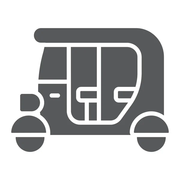 Tuk Tuk Glyph-Symbol, Auto und Fahrzeug, Rikscha-Zeichen, Vektorgrafik, ein durchgehendes Muster auf weißem Hintergrund. — Stockvektor