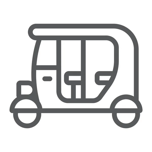 Tuk tuk linje ikon, bil och fordon, rickshaw tecken, vektorgrafik, ett linjärt mönster på en vit bakgrund. — Stock vektor