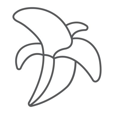 Muz ince çizgi simgesi, gıda ve vitaminler, meyve işareti, vektör grafikleri, beyaz bir arka plan üzerinde doğrusal bir desen.