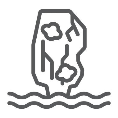 Khao phing kan çizgi simgesi, doğa ve manzara, deniz işareti üzerinde dağ, vektör grafikler, beyaz bir arka plan üzerinde doğrusal bir desen.