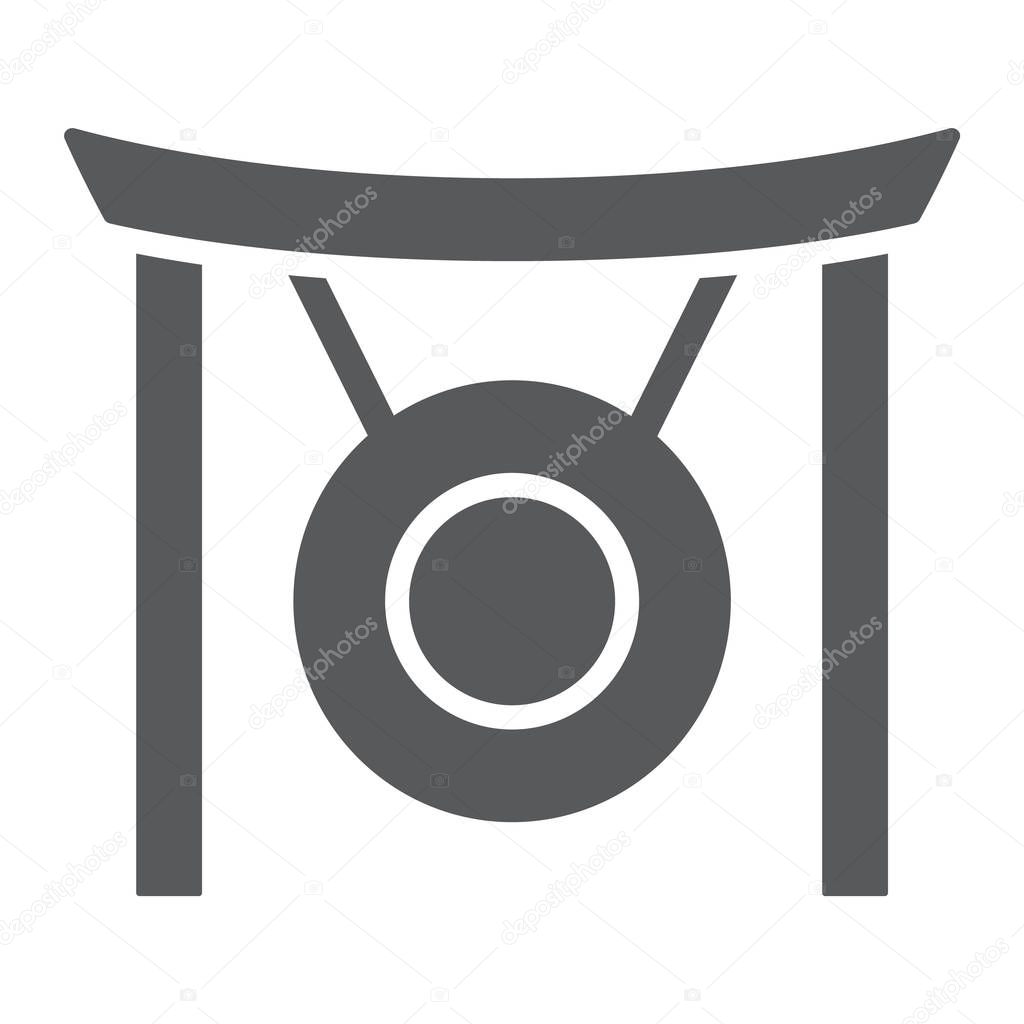 Gong glyph icon, asia and music, musical instrument sign, vector graphics, a solid pattern on a white background.