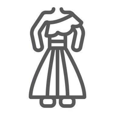 Tay elbise çizgi simgesi, giysi ve tayland, geleneksel kostüm işareti, vektör grafik, beyaz bir arka plan üzerinde doğrusal bir desen.