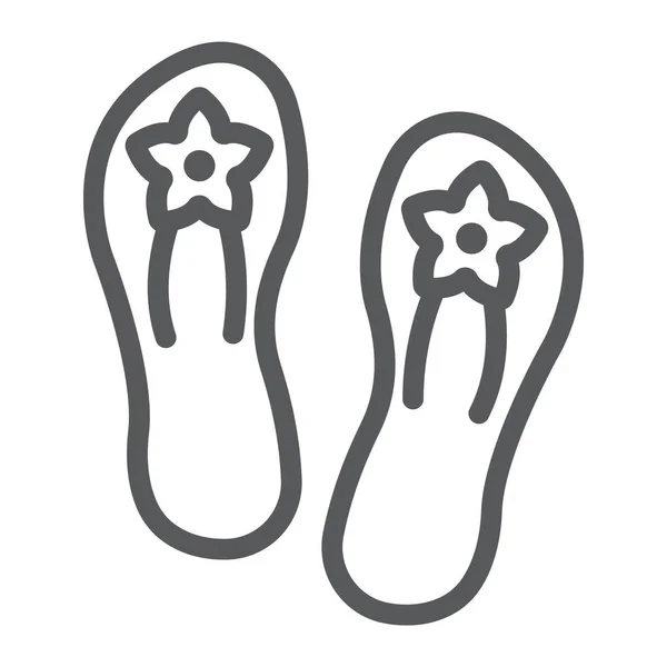 Sandales ligne icône, chaussures et chaussures, flip flops signe, graphiques vectoriels, un motif linéaire sur un fond blanc . — Image vectorielle