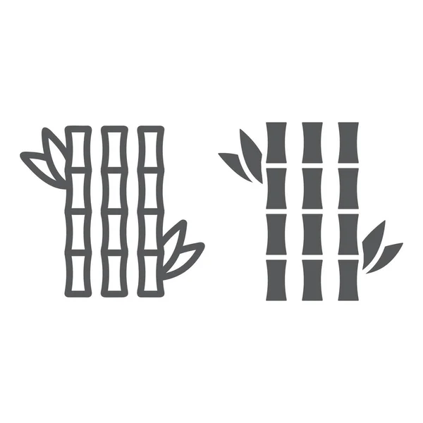 Bambusowa ikona linii i glifów, Azjatycka i roślinna, japoński znak drzewa, grafika wektorowa, liniowy wzór na białym tle. — Wektor stockowy