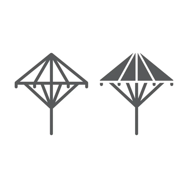 Wagasa lijn en glyph icon, Aziatische en accessoires, Japanse paraplu teken, vector graphics, een lineair patroon op een witte achtergrond. — Stockvector