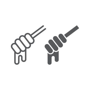 Bal hattı ve glyph simgesi, gıda ve tatlı, damlama bal işareti, vektör grafik, beyaz bir arka plan üzerinde doğrusal bir desen.