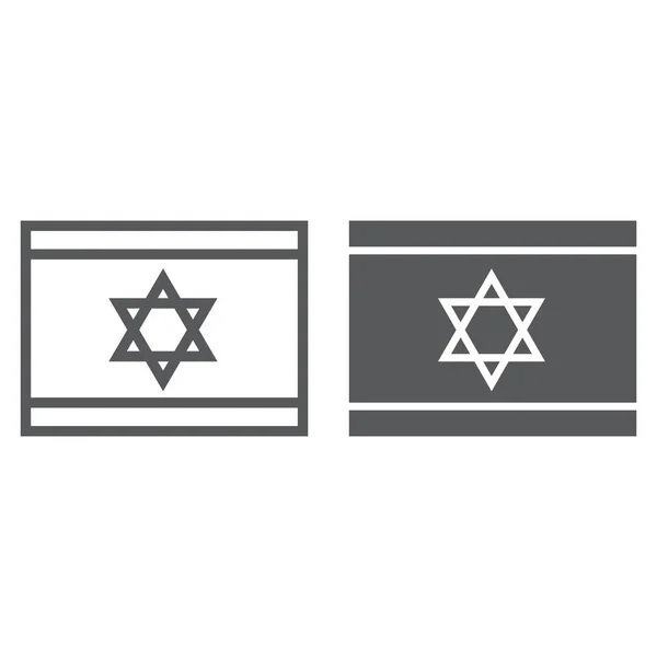 Línea de bandera de Israel e icono de glifo, nacional y país, signo de bandera israelí, gráficos vectoriales, un patrón lineal sobre un fondo blanco . — Archivo Imágenes Vectoriales