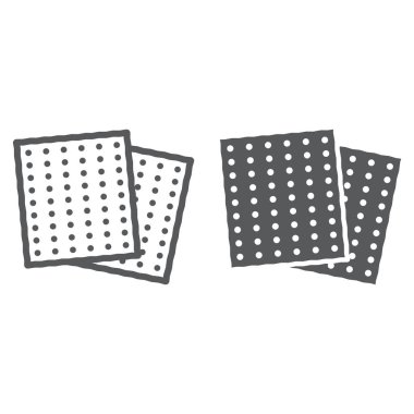 Matza çizgi ve glyph simgesi, gıda ve İsrail, Yahudi ekmek işareti, vektör grafik, beyaz bir arka plan üzerinde doğrusal bir desen.