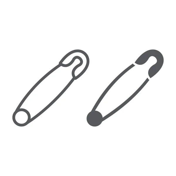 Safety pin line and glyph icon, tool and sew, needle sign, vector graphics, a linear pattern on a white background. — Stock Vector