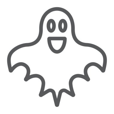 Hayalet çizgi simgesi, cadılar bayramı ve korku, ruh işareti, vektör grafikleri, beyaz arka plan üzerinde doğrusal bir desen.