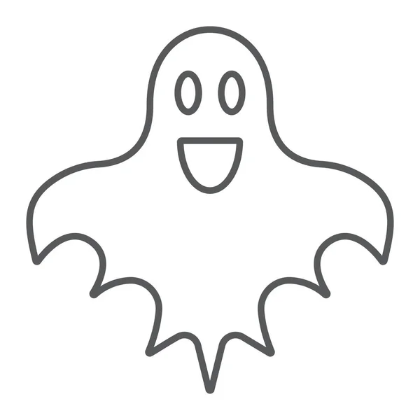 Icône de ligne mince fantôme, Halloween et horreur, signe spirituel, graphiques vectoriels, un motif linéaire sur un fond blanc . — Image vectorielle