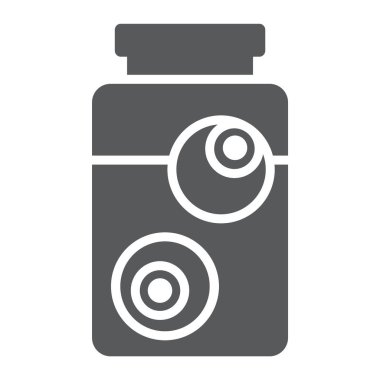 Kavanoz glyph simgesi, cam ve ürpertici Gözler, halloween eyeballs işareti, vektör grafik, beyaz bir arka plan üzerinde sağlam bir desen.